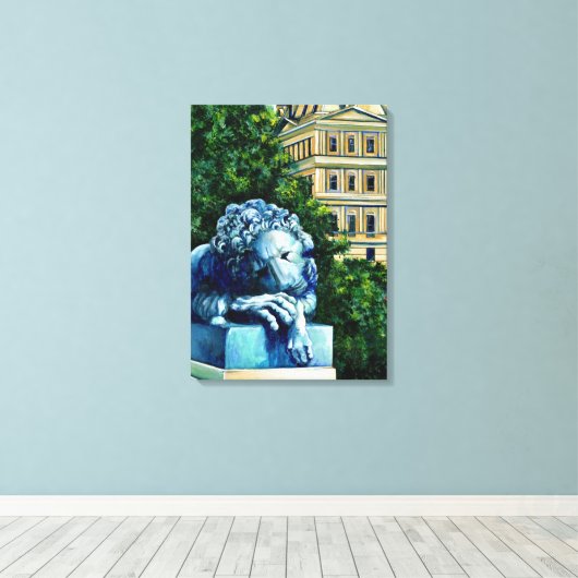 De kat die de kanarie opat canvas afdruk (Insitu (Houten vloer))