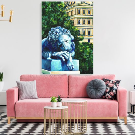 De kat die de kanarie opat canvas afdruk (Insitu (Woonkamer))