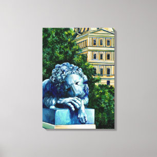 De kat die de kanarie opat canvas afdruk