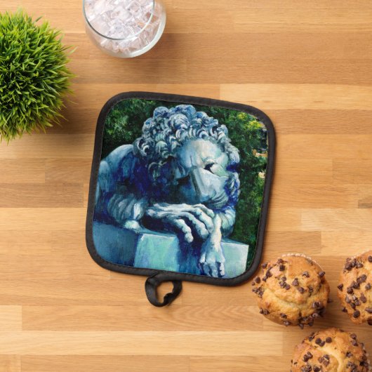 De kat die de kanarie opat pannenlap (Top down)