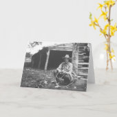 De kat die uit een koffie eten kan kaart (Gele Bloem)