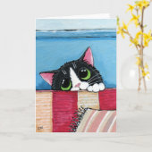 De Kat die van de smoking het Wenskaart van de Kaart (Gele Bloem)