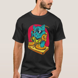 De Kat Dj Speelt Wat Muziek Speel Muziek Dj T-shirt