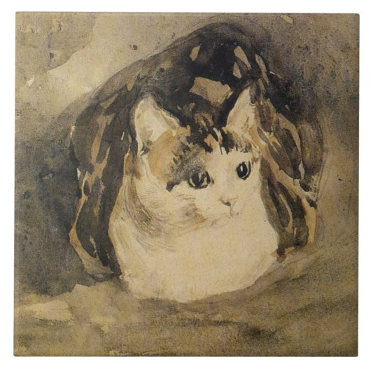 De kat (door Gwen John) Tegeltje (Voorkant)
