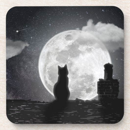 De kat droomt van de maan bier onderzetter (Voorkant)