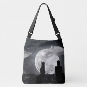 De kat droomt van de maan crossbody tas