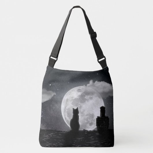 De kat droomt van de maan crossbody tas (Voorkant)
