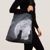 De kat droomt van de maan crossbody tas (Dichtbij)