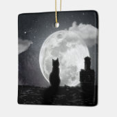 De kat droomt van de maan keramisch ornament (Links)