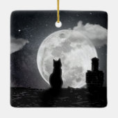 De kat droomt van de maan keramisch ornament (Achterkant)