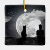 De kat droomt van de maan keramisch ornament (Voorkant)