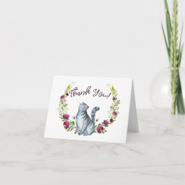 De Kat en de Bloemen van de waterverf danken u Kaart