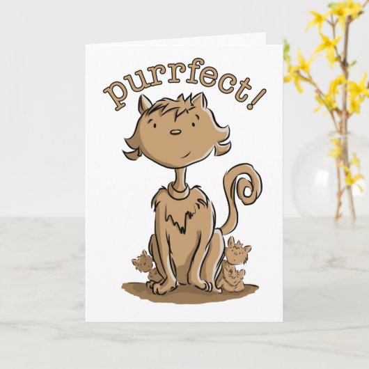 De kat en de katjes van de Mama van Purrfect Kaart (Gele Bloem)