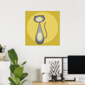 De kat en de maan in  goud poster (Thuiskantoor)