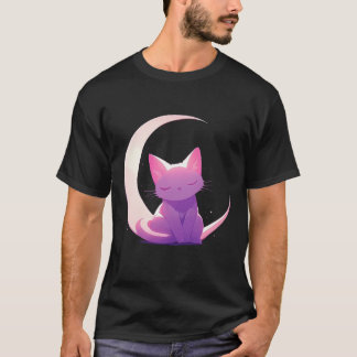 De kat en de maan (paarse) t-shirt
