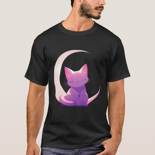 De kat en de maan (paarse) t-shirt (Voorkant)
