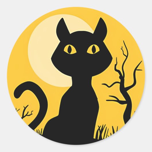 De kat en de maan ronde sticker (Voorkant)