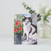 De kat en de papavers briefkaart (Staand voorkant)