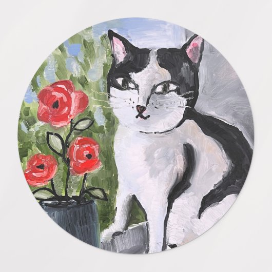De kat en de papavers labels (Design 2)