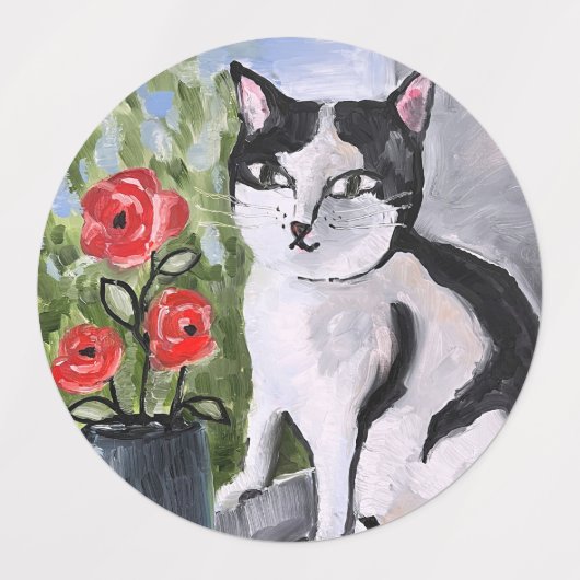 De kat en de papavers labels (Design 1)