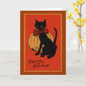 De Kat en de Pompoen van Halloween Kaart (Gele Bloem)