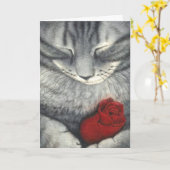 De kat en de Rosebud Pet Sympathy Card Kaart (Gele Bloem)