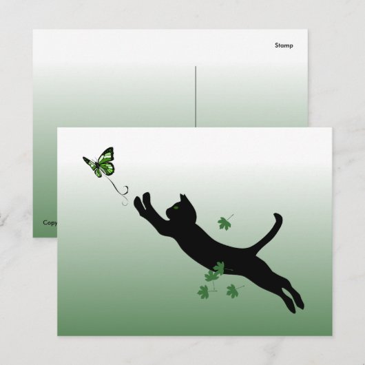 De kat en de vlinder briefkaart (Voorkant / Achterkant)