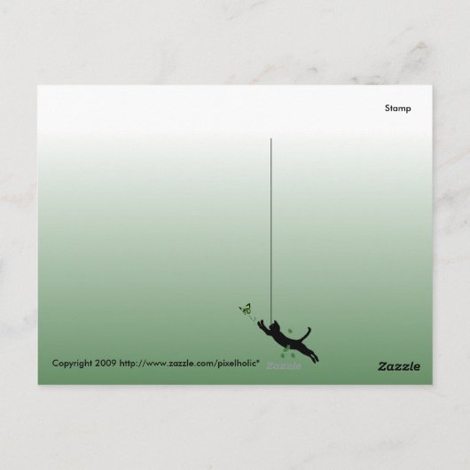 De kat en de vlinder briefkaart (Achterkant)