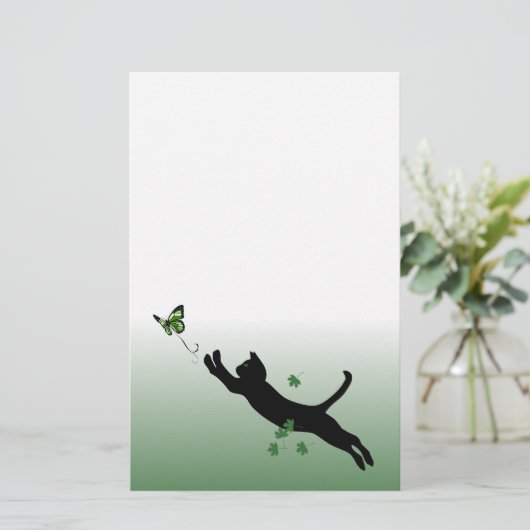 De kat en de vlinder briefpapier (Staand voorkant)