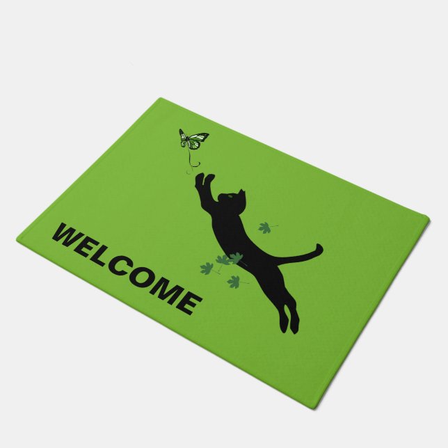 De kat en de vlinder deurmat (Schuin)