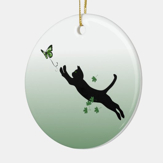 De kat en de vlinder keramisch ornament (Links)