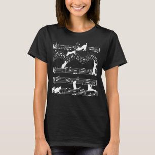 De kat en muzieknotitie met instrumentarium klinkt t-shirt