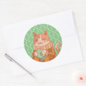De Kat en Vis Ronde Sticker (Envelop)