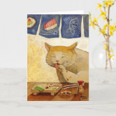 De Kat "Gedaan allen van sushi! " Kaart (Gele Bloem)