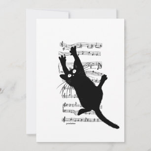 De kat hangt aan muzieknoten kaart