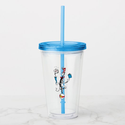 De kat in de hoed evenwichtskunst acryl drinkbeker (Voorkant)