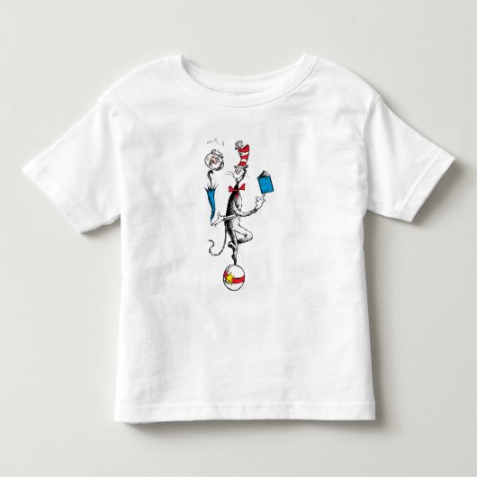 De kat in de hoed evenwichtskunst kinder shirts (Voorkant)