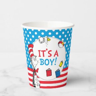 De Kat in de Hoed   Het is een Jongen Baby Borrel Papieren Bekers