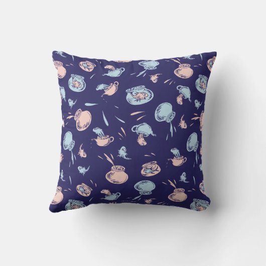 De Kat in de Hoed | Het Vissenpatroon Kussen (Achterkant)