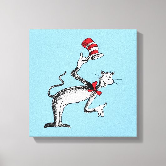 De Kat in de Hoed Neemt Een Buiging Canvas Afdruk (Voorkant)