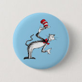 De Kat in de Hoed Neemt Een Buiging Ronde Button 5,7 Cm (Voorkant)