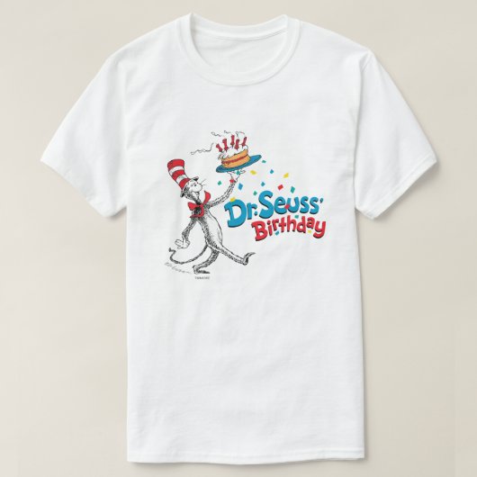 De kat in de Pet| Dr. Seuss Birthday T-shirt (Design voorkant)
