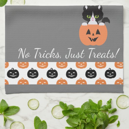 De kat in de pompoen keukenhanddoek (Gevouwen)