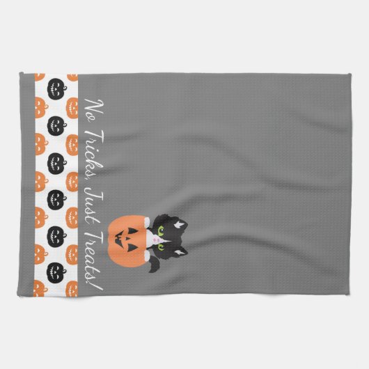 De kat in de pompoen keukenhanddoek (Horizontaal)