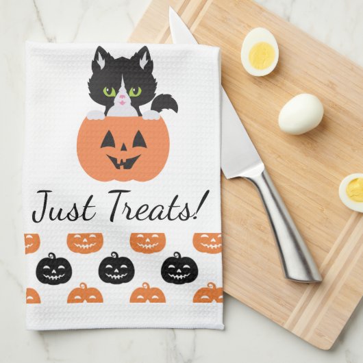 De kat in de pompoen keukenhanddoek (Quarter Fold)