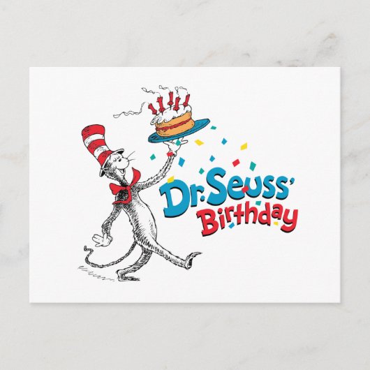 De kat in het Pet | Dhr. Seuss Birthday Briefkaart (Voorkant)