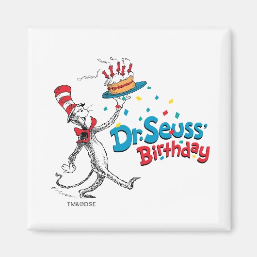 De kat in het Pet | Dhr. Seuss Birthday Magneet (Voorkant)