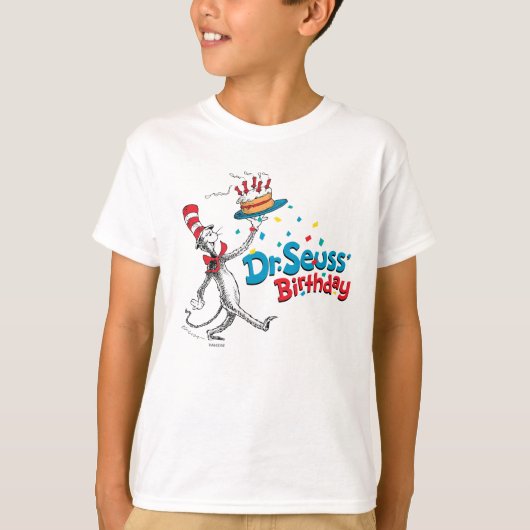 De kat in het Pet | Dhr. Seuss Birthday T-shirt (Voorkant)