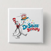 De kat in het Pet | Dhr. Seuss Birthday Vierkante Button 5,1 Cm (Voorkant)