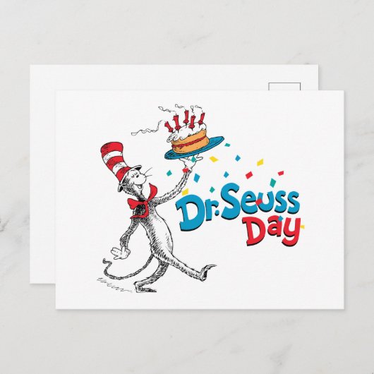 De kat in het Pet | Dr. Seuss Day Briefkaart (Voorkant / Achterkant)